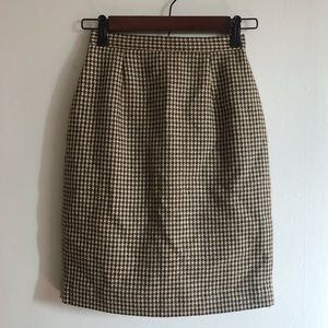 Vintage Houndstooth Wool Pencil Skirt
